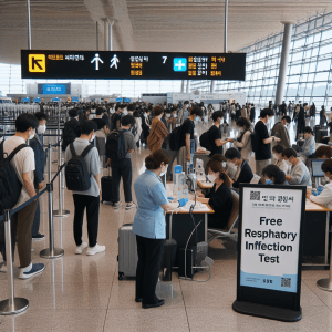 김포와 제주공항 무료 호흡기 감염병 검사 시작