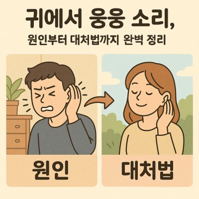 귀에서 웅웅 소리, 원인부터 대처법까지 완벽 정리 1 귀에서 웅웅 소리가 나는 원인과 대처법을 설명하는 건강 정보 이미지