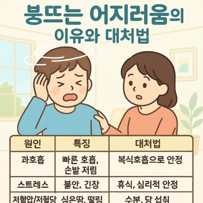 붕뜨는 어지러움의 이유와 대처법을 설명하는 건강 관련 썸네일 이미지