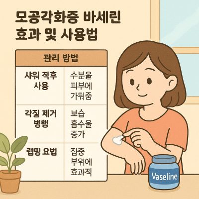 모공각화증 바세린 효과와 사용법을 설명하는 스킨케어 정보 이미지
