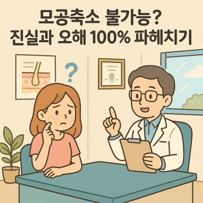 모공축소 불가능? 진실과 오해 100% 파헤치기 1 모공축소 불가능에 대한 진실과 오해를 설명하는 피부관리 주제 썸네일