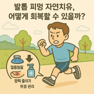 발톱 피멍 자연치유에 대해 설명하는 건강 관련 일러스트 이미지