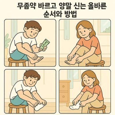 무좀약 바르고 양말 신는 올바른 순서와 방법을 단계별로 보여주는 건강 가이드 이미지