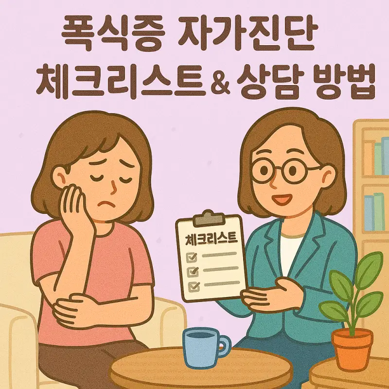 폭식증 자가진단 체크리스트 7단계와 전문가 상담 가이드 1 폭식증 자가진단 체크리스트와 전문가 상담 방법을 안내하는 건강정보 썸네일