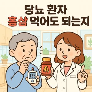 당뇨환자 홍삼먹어도 되는지에 대한 정보를 담은 건강 콘텐츠 썸네일