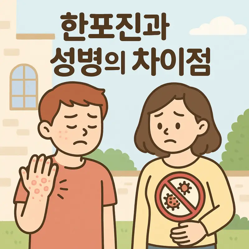 한포진과 성병의 차이점을 설명하는 의료 정보 썸네일 이미지