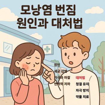 모낭염 번짐 원인과 대처법을 설명하는 건강 정보 이미지