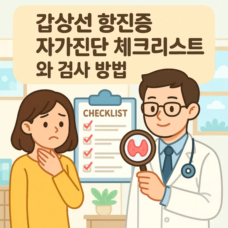 갑상선 항진증 자가진단 체크리스트와 검사 방법을 안내하는 건강 정보 썸네일