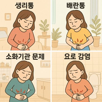 아랫배가 쥐어짜듯 아플때 원인과 대처법 10가지 3 아랫배가 쥐어짜듯 아플때 나타나는 복통 증상을 나타낸 건강 이미지