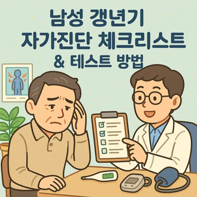 남성갱년기증상 자가진단 체크리스트와 테스트 방법을 안내하는 건강정보 썸네일