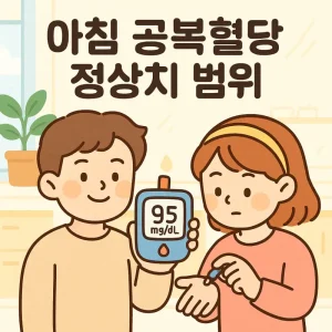 아침 공복혈당 정상치 범위와 측정 방법을 보여주는 건강 정보 썸네일