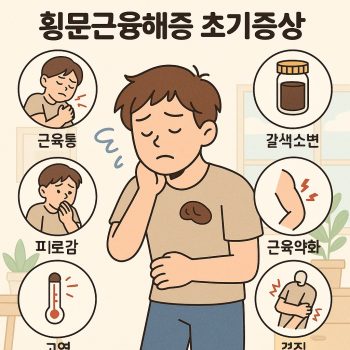 횡문근융해증 초기증상을 설명하는 건강 정보 이미지