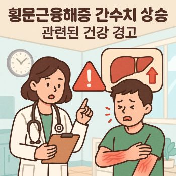 횡문근융해증 간수치 상승과 관련된 건강 경고 이미지를 보여주는 썸네일