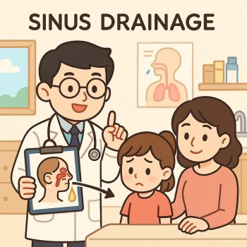 의사가 축농증 농 빼기 치료를 설명하는 의료 이미지