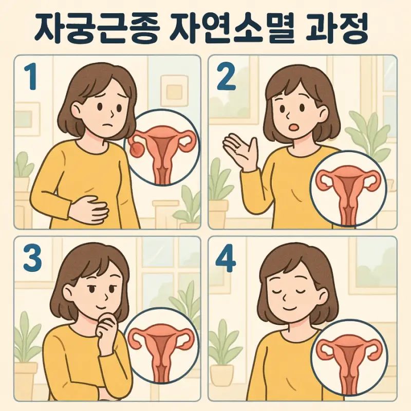 자궁근종 자연소멸 과정을 4단계로 설명하는 의료 정보 썸네일