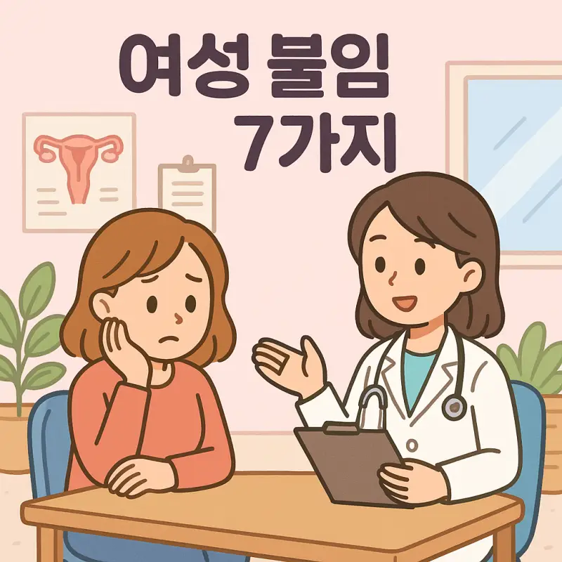 여자 불임 원인 7가지를 설명하는 의료 정보 인포그래픽 썸네일