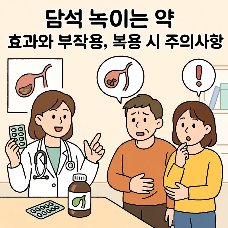 담석 녹이는 약의 효과와 부작용, 복용 시 주의사항을 설명하는 의학정보 썸네일