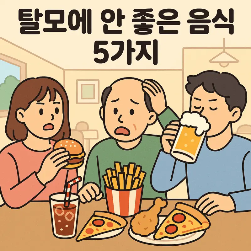 탈모에 안좋은 음식 5가지와 모발 건강 관리법을 설명하는 건강 가이드
