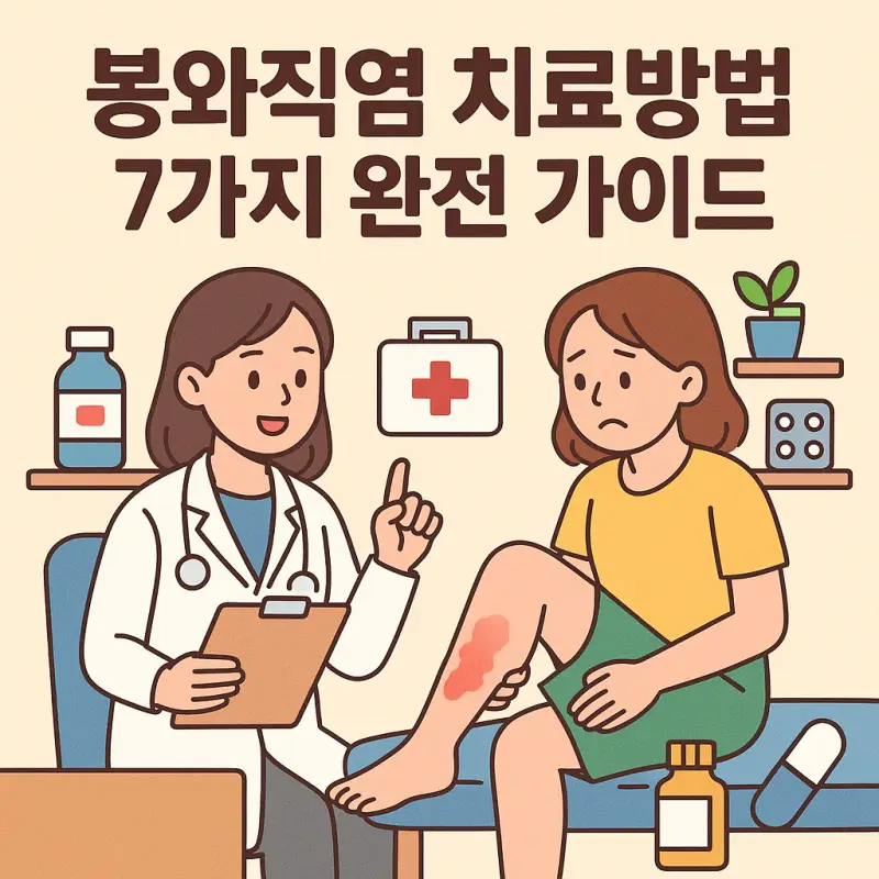 봉와직염 치료방법을 설명하는 의료진과 환자의 상담 장면을 담은 건강 정보 썸네일
