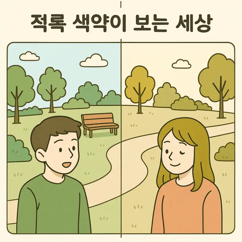 적록색약이 보는 세상을 시각적으로 표현한 색각 인식 비교 이미지