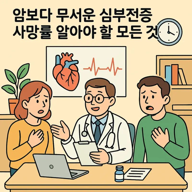 암보다 무서운 심부전증 사망률 알아야 할 모든 것 1 심부전증 사망률과 위험성을 설명하는 심장질환 건강정보 가이드 이미지