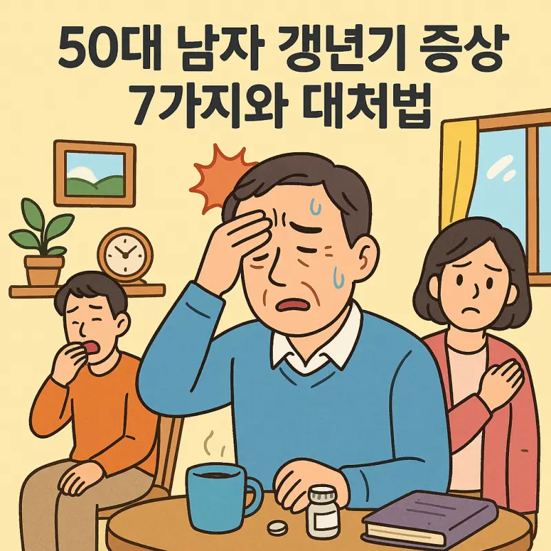 50대 남자 갱년기 증상 7가지와 대처법을 설명하는 남성 건강 가이드 썸네일
