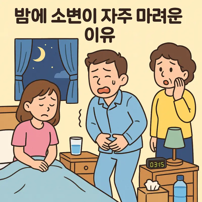밤에 소변이 자주 마려운 이유 1 밤에 소변이 자주 마려운 이유를 설명하는 야간뇨 건강 정보 썸네일