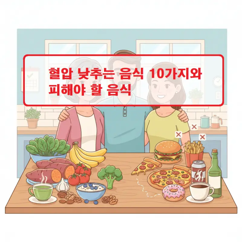 혈압 낮추는 음식 10가지를 소개하는 건강 정보 썸네일