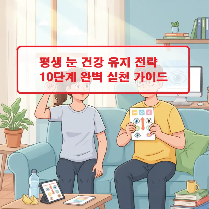 평생 눈 건강 유지 전략 10단계를 시각적으로 정리한 건강 가이드 썸네일
