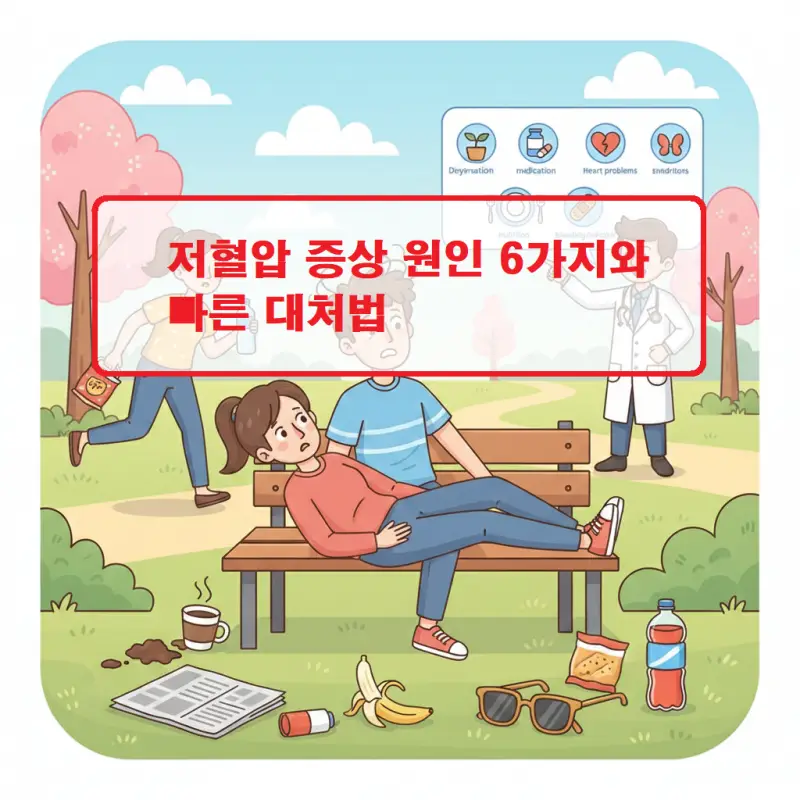 저혈압 증상의 원인과 대처법을 설명하는 건강 정보 썸네일