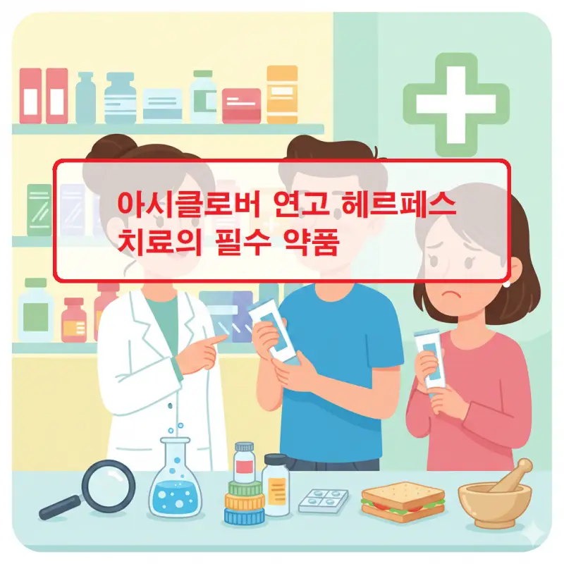 아시클로버 연고를 활용한 헤르페스 치료 방법을 설명하는 의약품 정보 썸네일