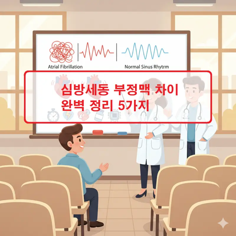 심방세동 부정맥 차이 완벽 정리 5가지 1 심방세동 부정맥 차이를 명확히 설명하는 5가지 핵심 비교 정보가 담긴 심장 건강 썸네일