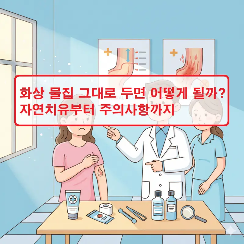 화상 물집 그대로 두면 나타나는 자연치유 과정과 주의사항을 설명하는 건강 정보 썸네일