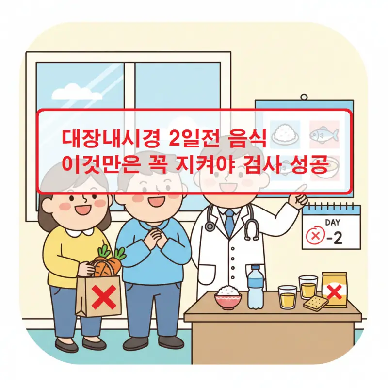 대장내시경 2일전 음식 섭취 가이드와 주의사항을 안내하는 건강 정보 썸네일