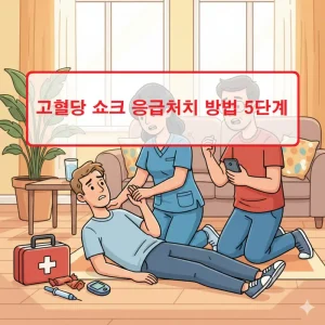 고혈당 쇼크 응급처치 절차를 단계별로 설명하는 의료 안전 정보 썸네일