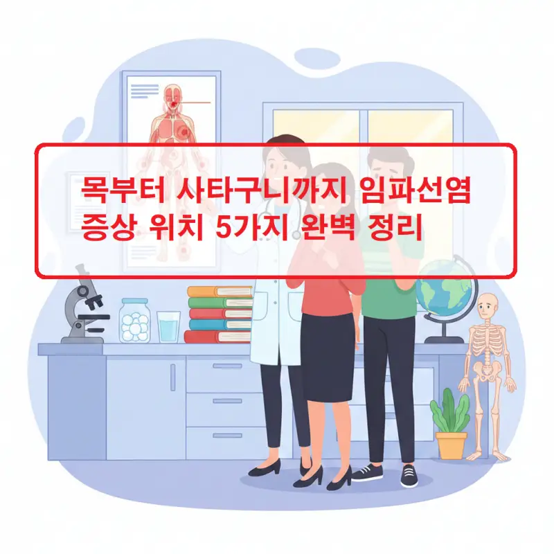 목부터 사타구니까지 임파선염 증상 위치 5가지를 표시한 건강 정보 썸네일