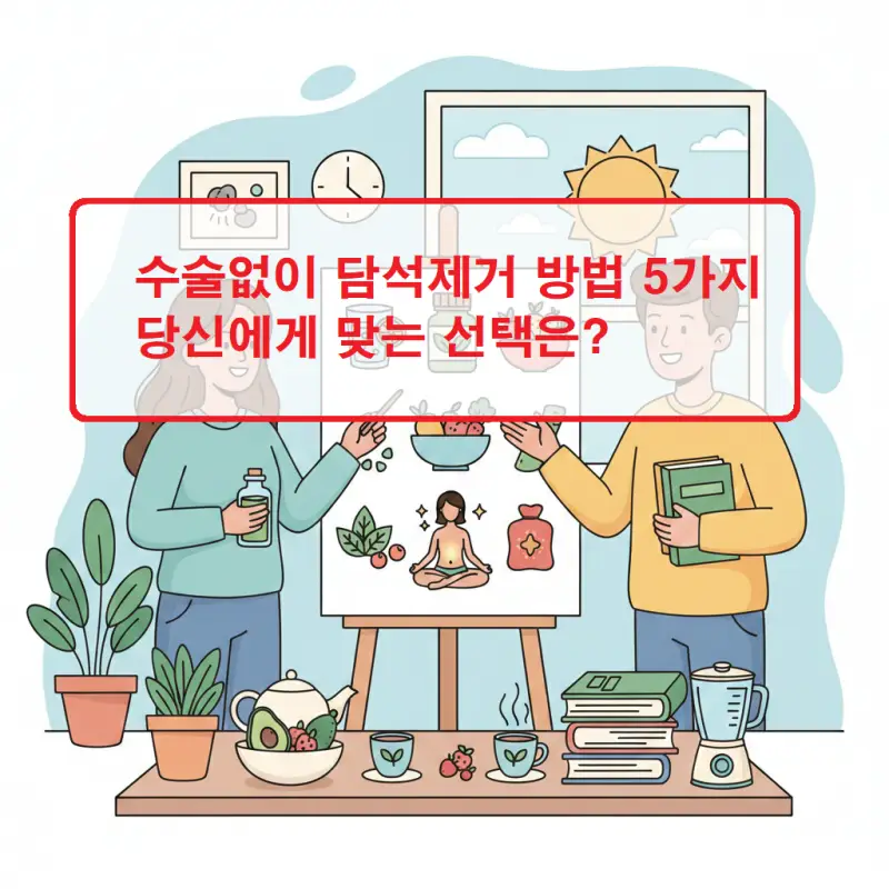 수술없이 담석제거하는 5가지 비수술적 치료 방법을 소개하는 의료 정보 이미지