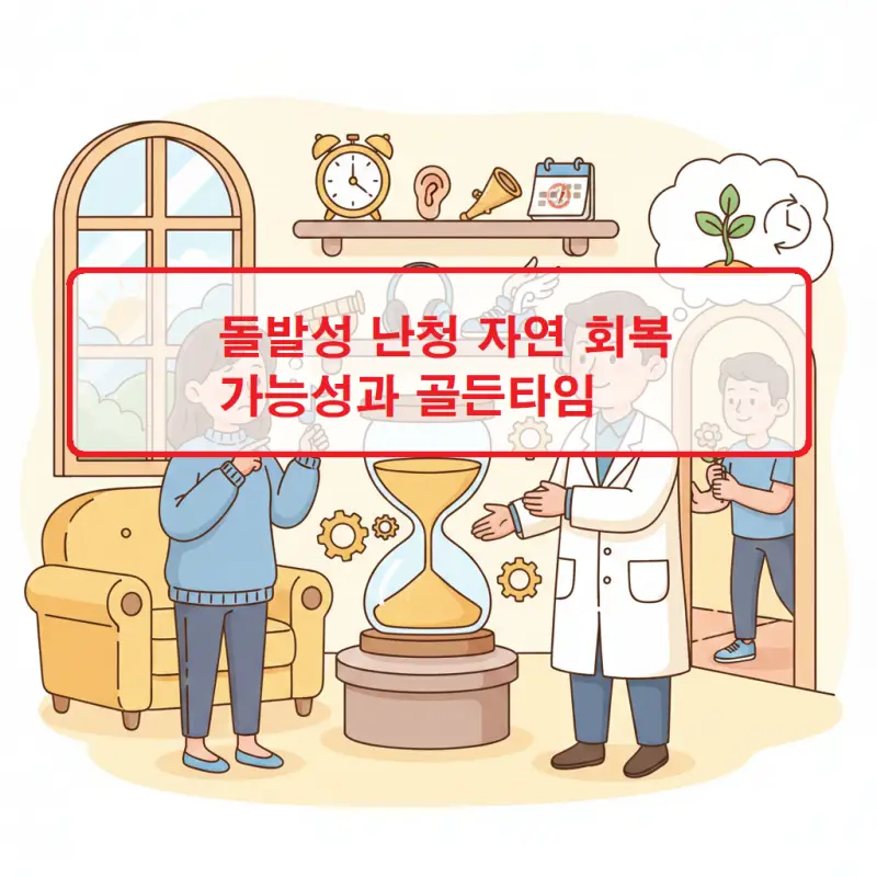 돌발성 난청 자연 회복 가능성과 골든타임의 중요성을 설명하는 청력 건강 정보 썸네일