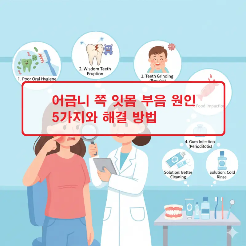 어금니 쪽 잇몸 부음 증상과 주요 원인 5가지를 설명하는 구강 건강 정보 썸네일