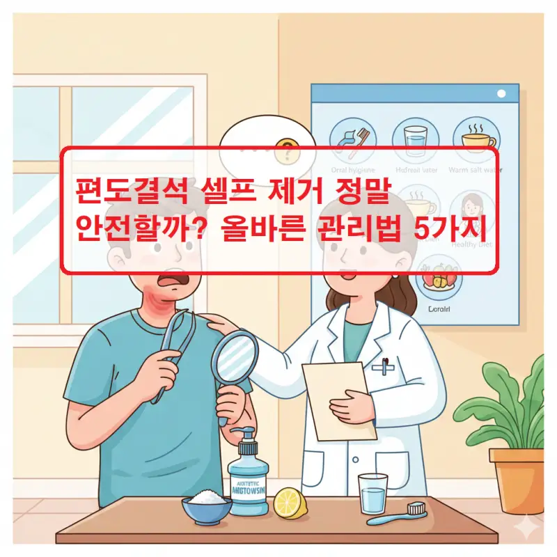 편도결석 셀프 제거의 안전성과 올바른 관리 방법을 설명하는 건강 가이드 썸네일
