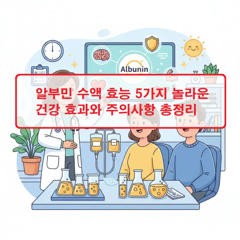 알부민 수액 효능 5가지를 설명하는 의료 정보 썸네일