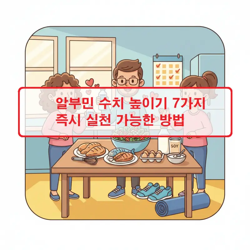 알부민 수치 높이기 위한 식단과 생활습관을 설명하는 건강 가이드 썸네일
