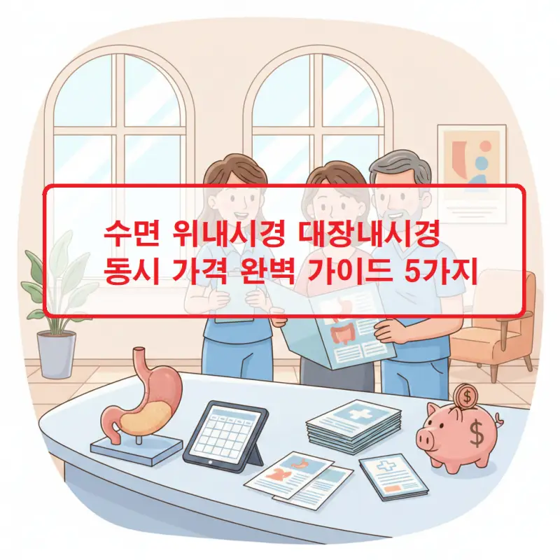 수면 위내시경 대장내시경 동시 가격 비교표와 건강검진 비용 안내 이미지