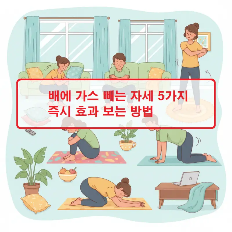 배에 가스 빼는 자세 5가지를 설명하는 복부 팽만 해소 가이드 썸네일