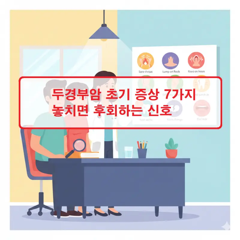 두경부암 초기 증상 7가지를 나열한 건강 정보 썸네일
