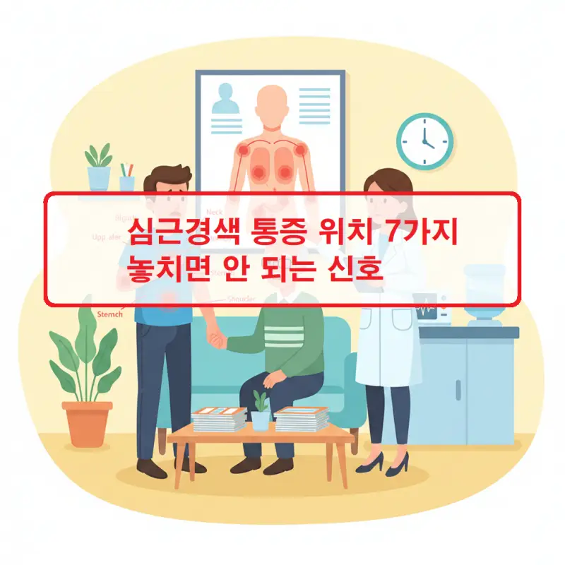 심근경색 통증 위치 7가지와 전조 증상을 설명하는 건강 정보 썸네일