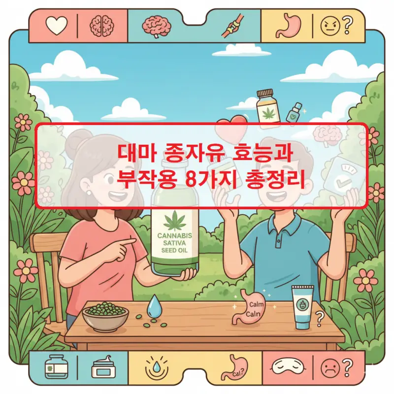 대마 종자유 효능과 부작용을 설명하는 건강 식품 정보 썸네일