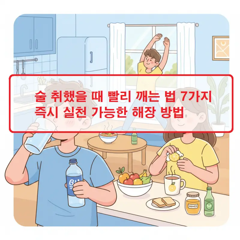 술 취했을 때 빨리 깨는 법 7가지를 소개하는 건강 정보 썸네일