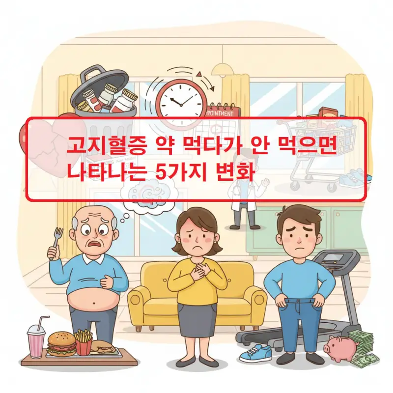 고지혈증 약 먹다가 안 먹으면 나타나는 신체 변화를 설명하는 건강 정보 썸네일