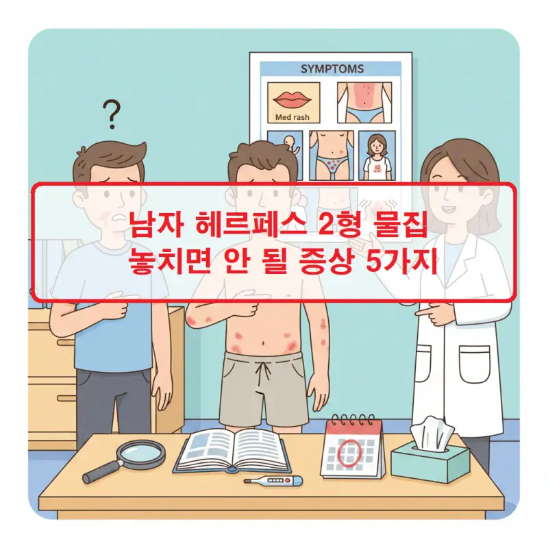 남자 헤르페스 2형 물집 증상과 초기 징후를 설명하는 건강 정보 썸네일